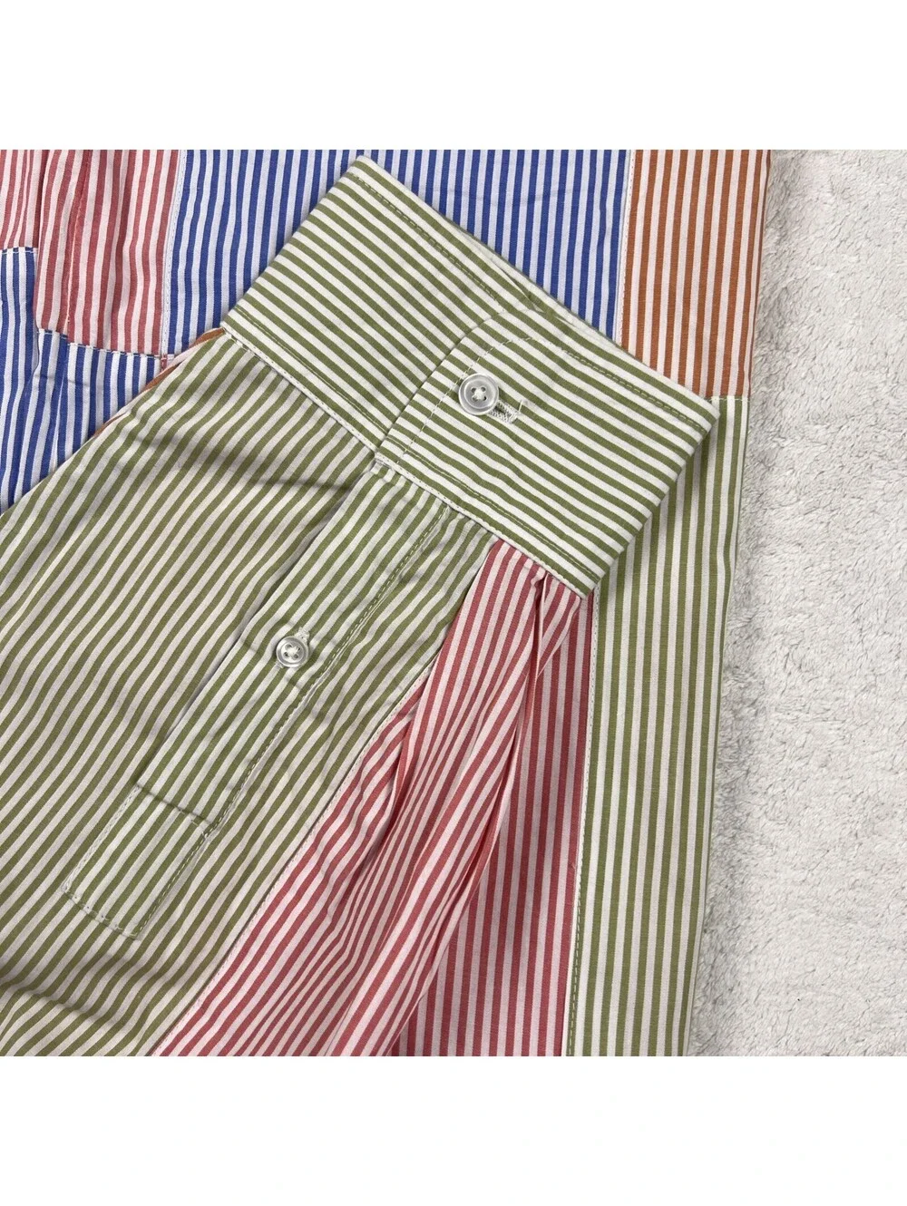 J Crew Patchwork Shirt Mens XXL Multicolor Stripe Button Down Long Sleeve Preppy
